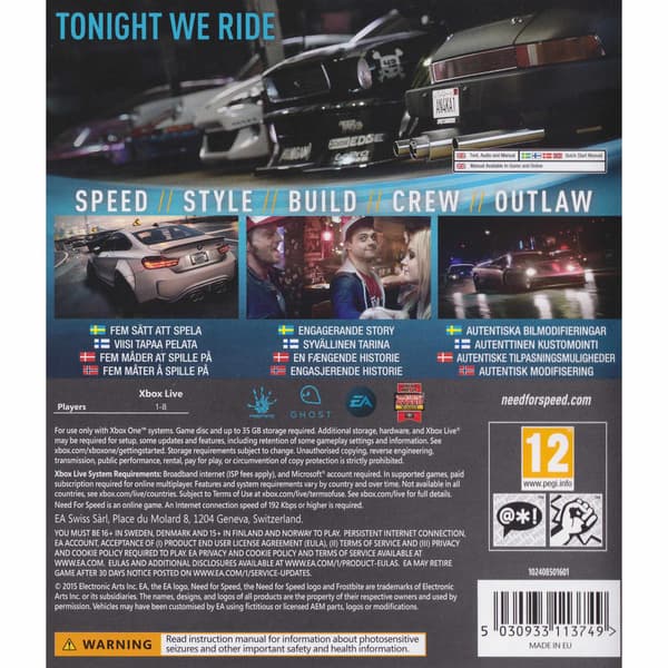 Need for Speed Xbox One Nordic (Brugt)