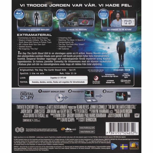 The Day the Earth Stood Still Blu-Ray (Brukt)