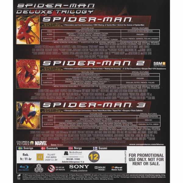 Spider-Man Deluxe Trilogy Blu-Ray (Begagnad)