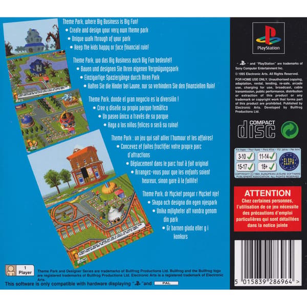 Theme Park Playstation 1 PS1 (Käytetty)