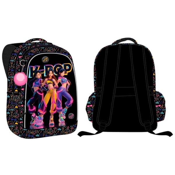 KPop backpack pompon key ring + metal pins 43cm
