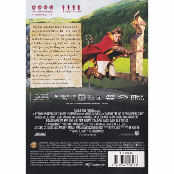 Harry Potter och de vises sten DVD (Brukt)