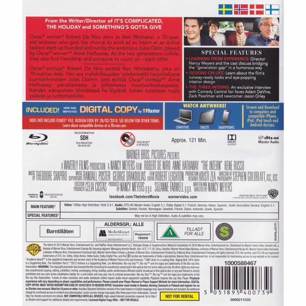 The Intern Blu-Ray (Brukt)