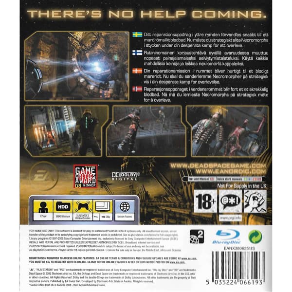 Dead Space Playstation 3 PS3 Nordic (Brukt)