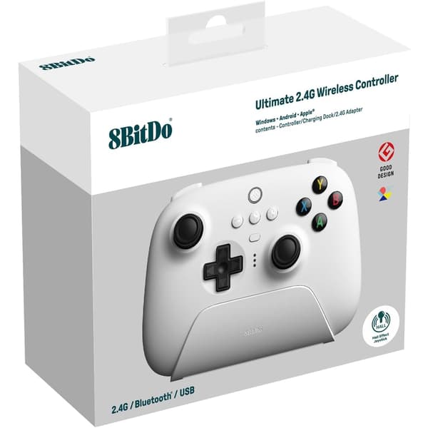 8BitDo Ultimate 2.4Ghz Trådløs Kontroller PC Hall Edition Hvit