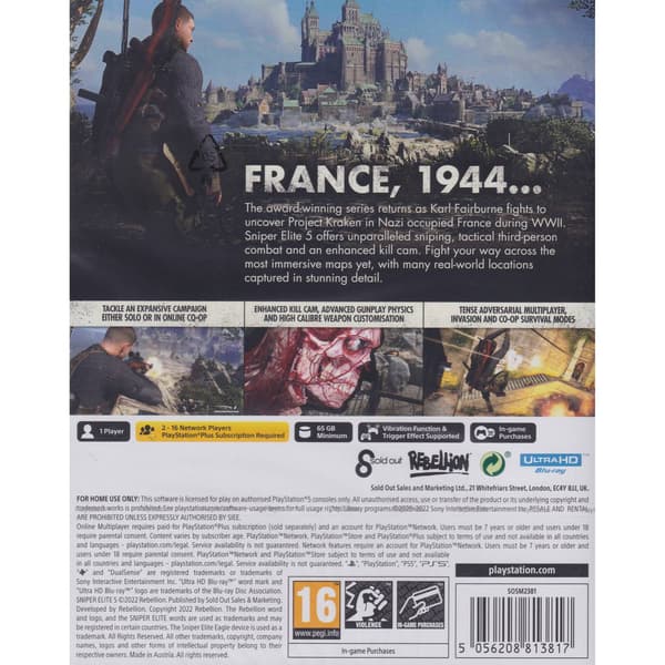Sniper Elite 5 Playstation 5 PS5