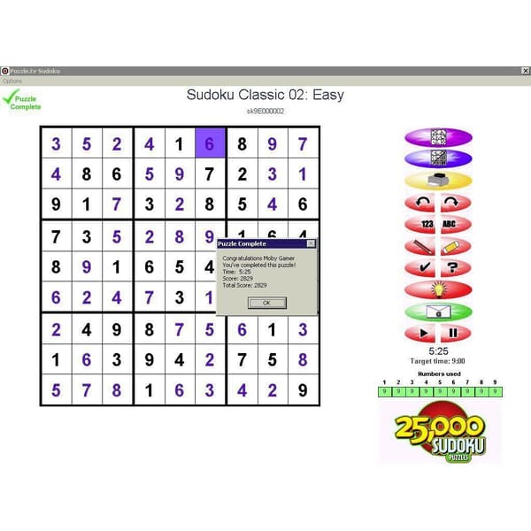 25000 Sudoku Puzzles PC CD (Brukt)