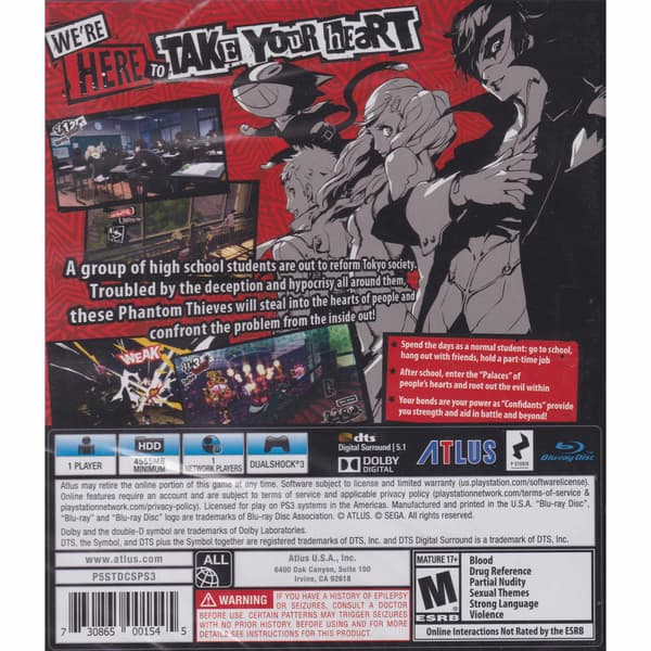 Persona 5 Playstation 3 PS3 IMPORT