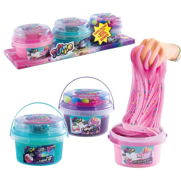 Slime mix in 3 buckets