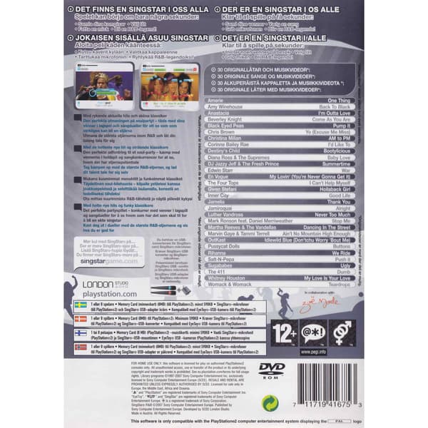 Singstar R&B Playstation 2 PS2 Nordic (Brukt)