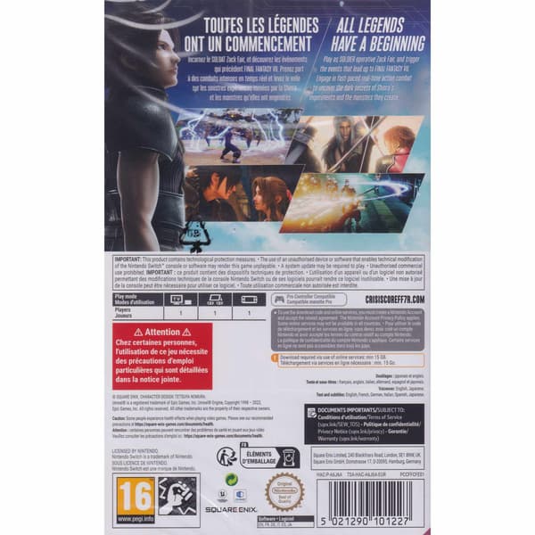 Crisis Core Final Fantasy VII Reunion Nintendo Switch (Code in a box)