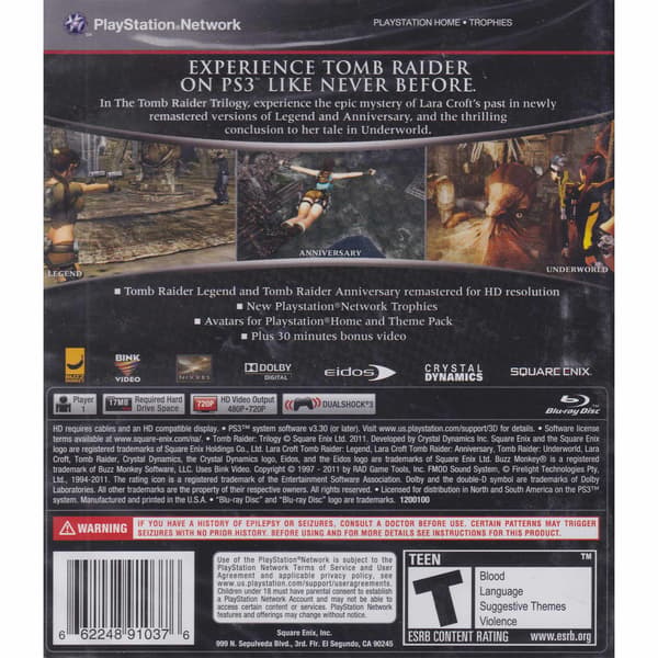 Tomb Raider Trilogy HD Playstation 3 PS3 IMPORT