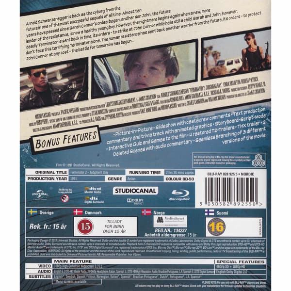 Terminator 2 Judgment Day Blu-Ray (Käytetty)