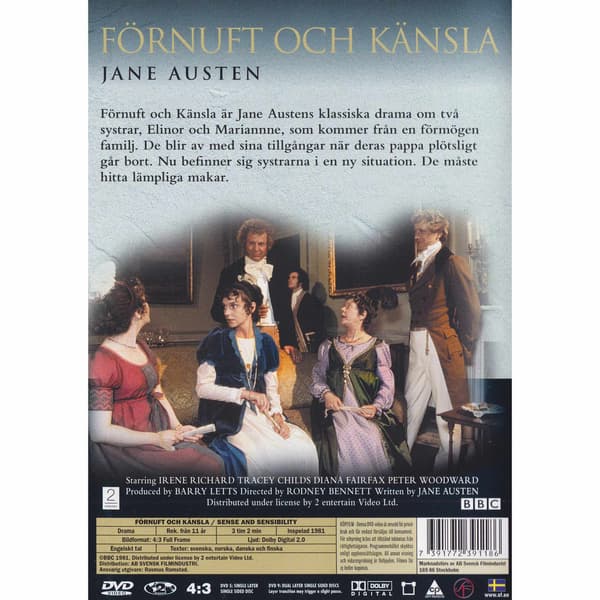 Förnuft och känsla DVD (Brukt)