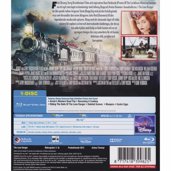 The Lone Ranger Blu-Ray (Käytetty)