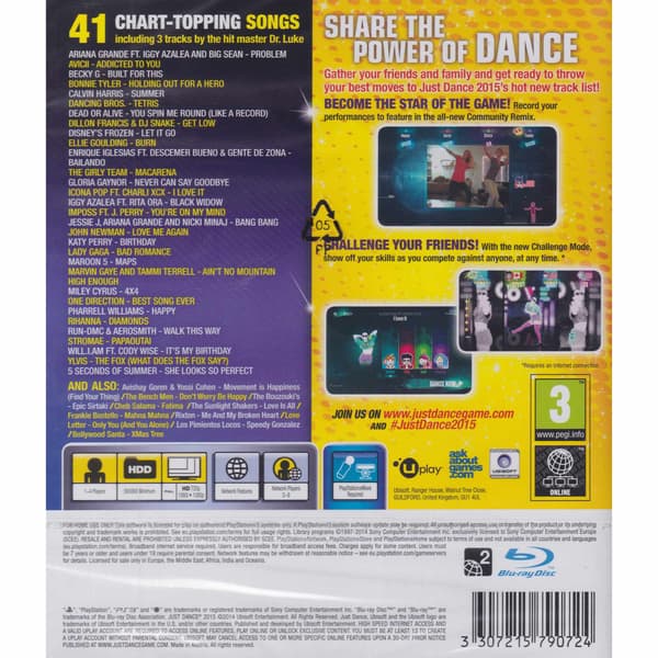 Just Dance 2015 Playstation 3 PS3 Move