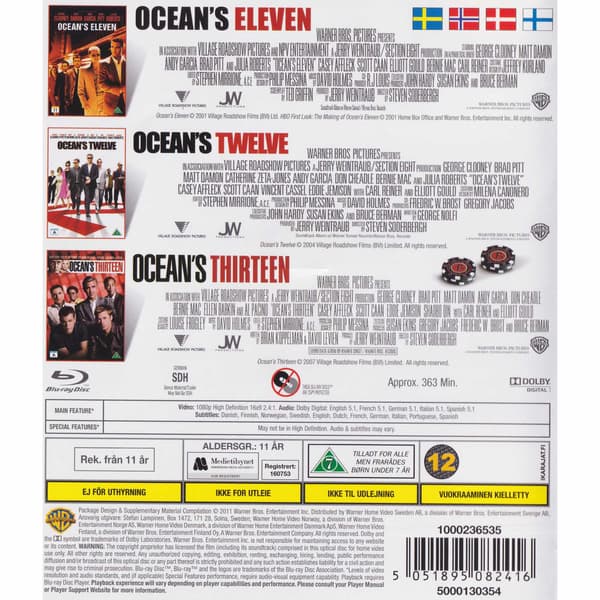 Oceans Eleven Twelve Thirteen Blu-Ray (Begagnad)