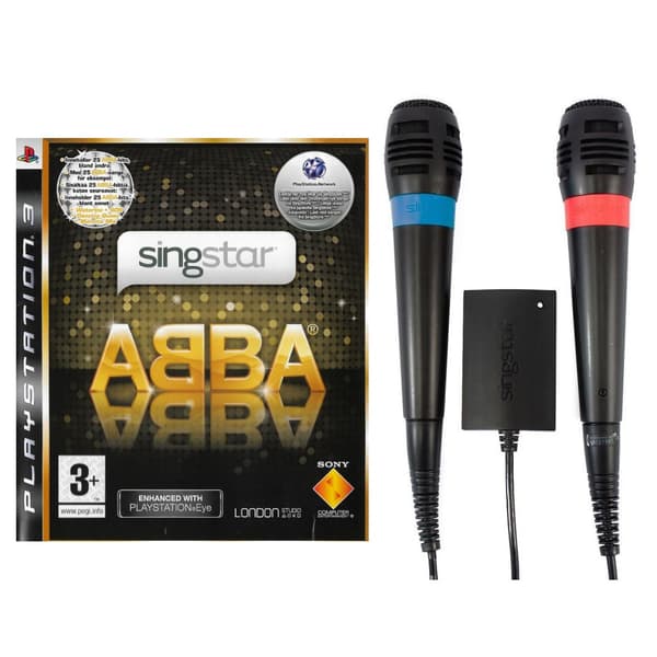 Singstar Mikrofoner + Singstar ABBA Playstation 2 PS2 (Brukt)