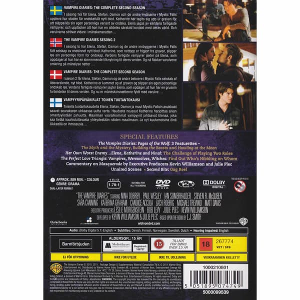 The Vampire Diaries The Complete Second Season DVD (Brukt)