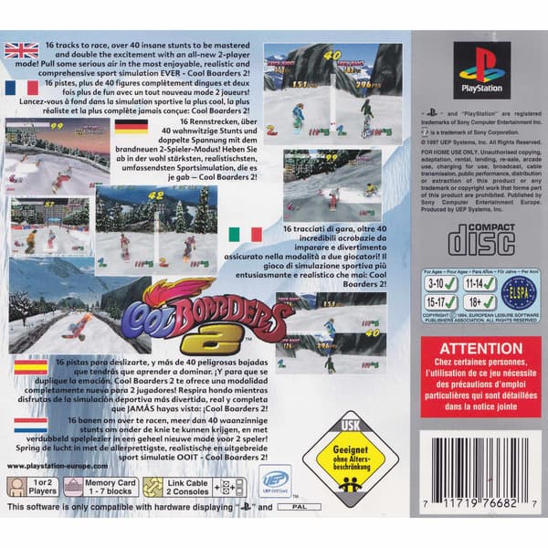 Cool Boarders 2 Playstation 1 PS1 Platinum (Brukt)