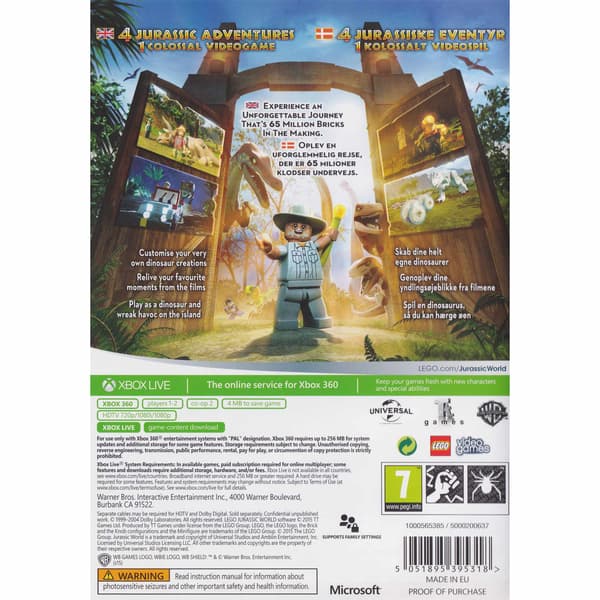 Lego Jurassic World Xbox 360 (Brukt)