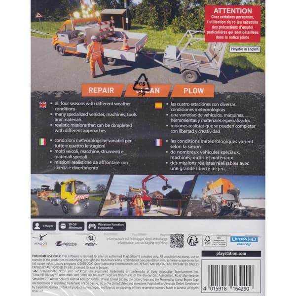 Road Maintenance Simulator 2 Winter Service Playstation 5 PS5