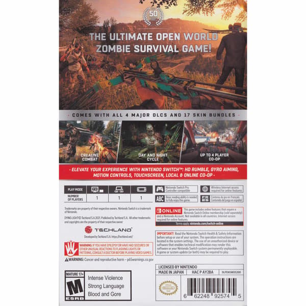 Dying Light Platinum Edition Nintendo Switch IMPORT (Brugt)