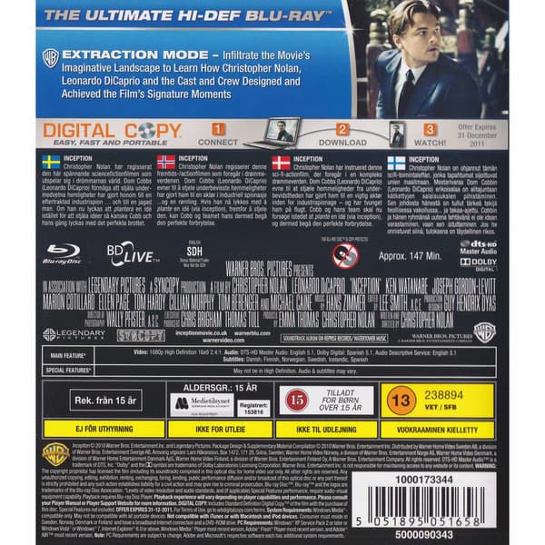 Inception Blu-Ray (Käytetty)