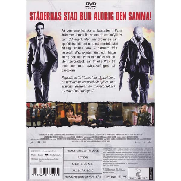 From Paris with Love DVD (Begagnad)