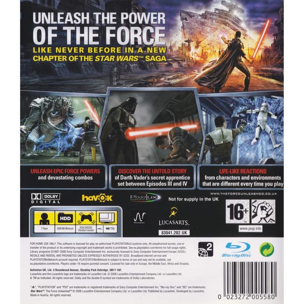 Star Wars The Force Unleashed Playstation 3 PS3 (Käytetty)