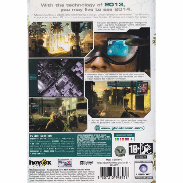 Tom Clancys Ghost Recon Advanced Warfighter PC DVD (Brukt)