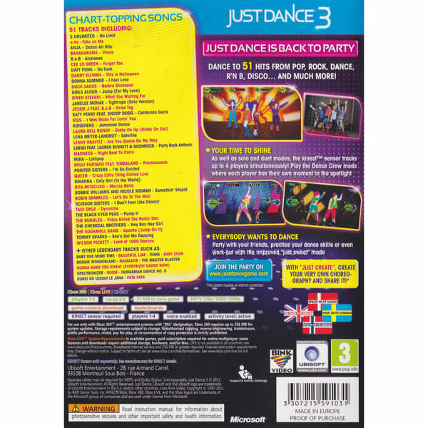 Just Dance 3 Xbox 360 Kinect Nordic (Brugt)