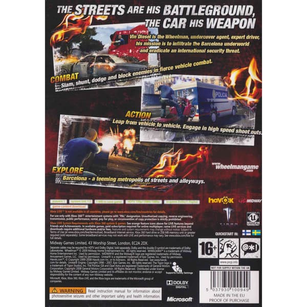 Vin Diesel Wheelman Xbox 360 (Brukt)