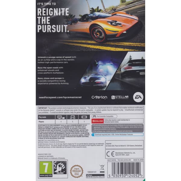 Need for Speed Hot Pursuit Remastered Nintendo Switch