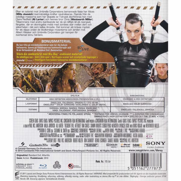 Resident Evil Afterlife Blu-Ray (Käytetty)