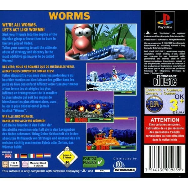 Worms Playstation 1 PS1 Values Series (Käytetty)