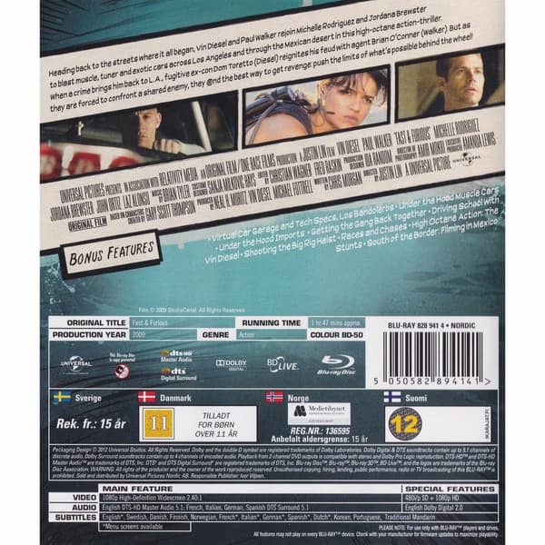 Fast & Furious Blu-Ray (Brugt)