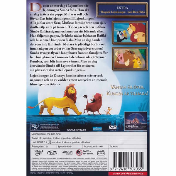 Lejonkungen Diamond Edition DVD (Käytetty)