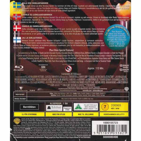 Kalle & Chokladfabriken Blu-Ray (Brukt)