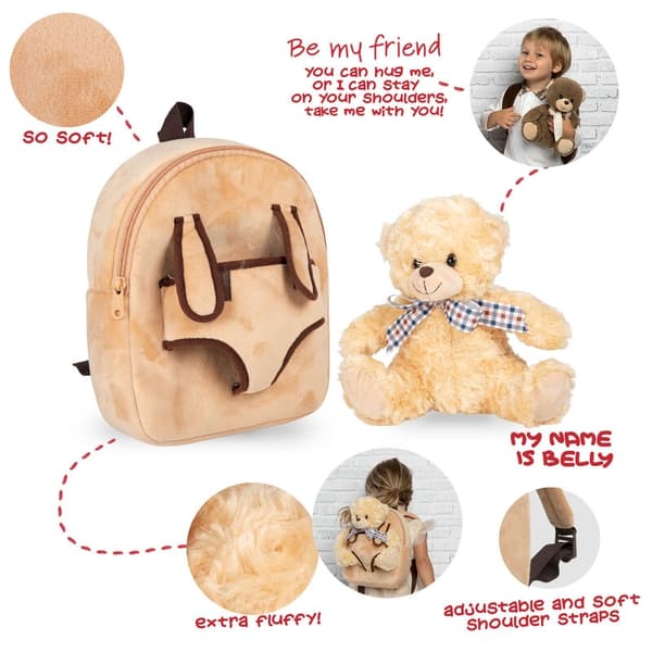 Bear Belly backpack with plush toy 26cm