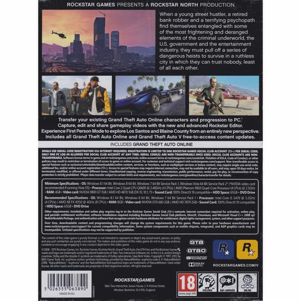 Grand Theft Auto V PC DVD (Brukt)
