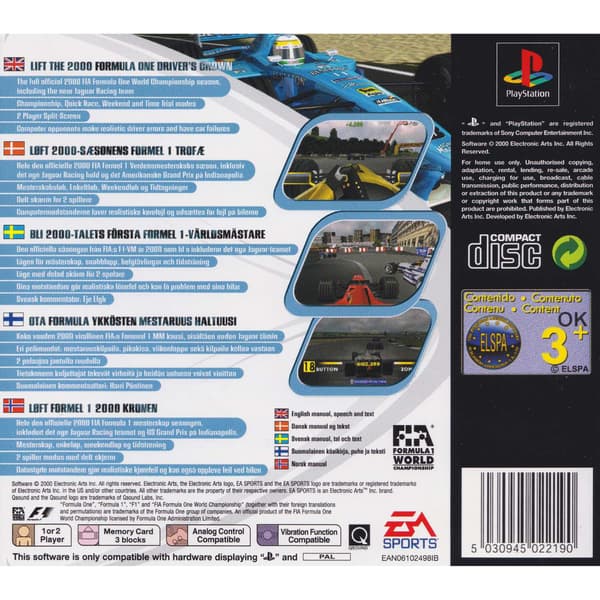 F1 2000 Playstation 1 PS1 Nordic (Brukt)