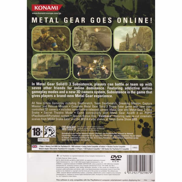 Metal Gear Solid 3 Subsistence Playstation 2 PS2 (Brukt)