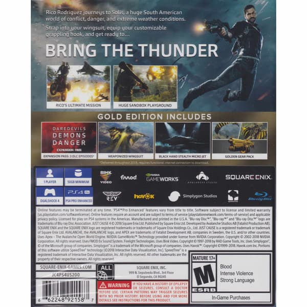 Just Cause 4 Gold Edition Playstation 4 PS4 IMPORT