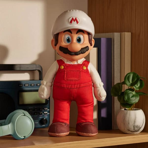 Mario Galaxy Movie Fire Mario Jumbo Plush