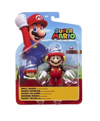 Super Mario Hahmo 10cm Drill Mario with Drill Mushroom