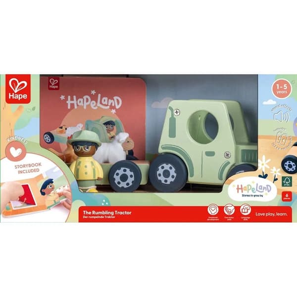 Hape Hapeland Traktor med lyd, figurer og pegebog