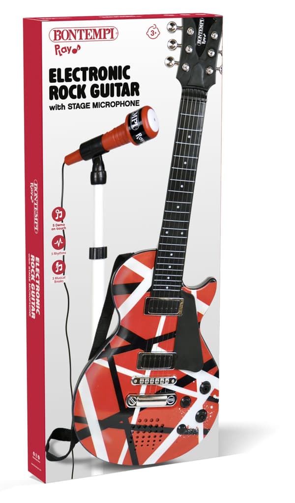 Elgitarr med mikrofon på stativ