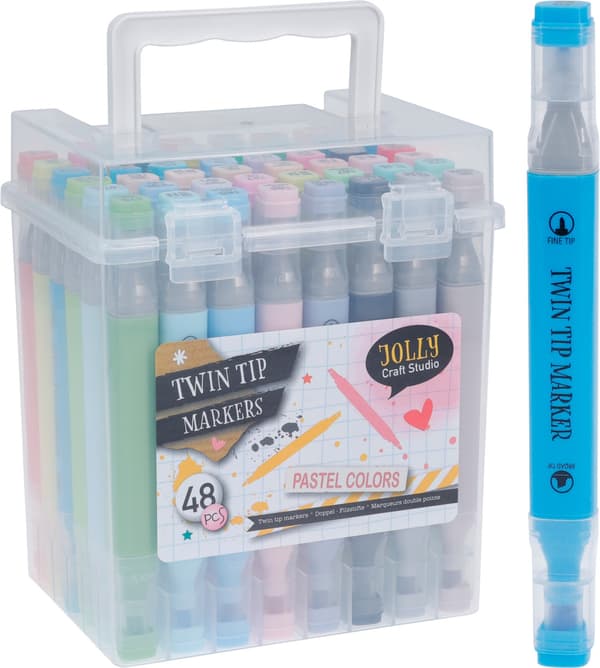 Twin Tip Markers Pastel 48-pack i box