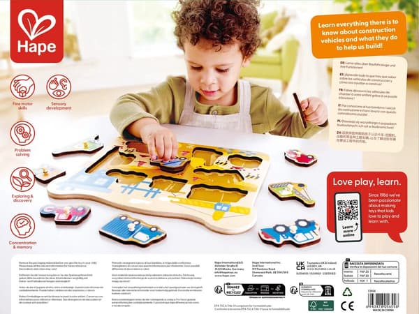 Hape Entreprenørkøretøjer Knappuslespil 9 Brikker